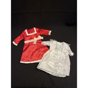 2 Dresses 18” Dolls Red Dot BATtAT & Shiny White BUTTERFLIES Fits American Girl